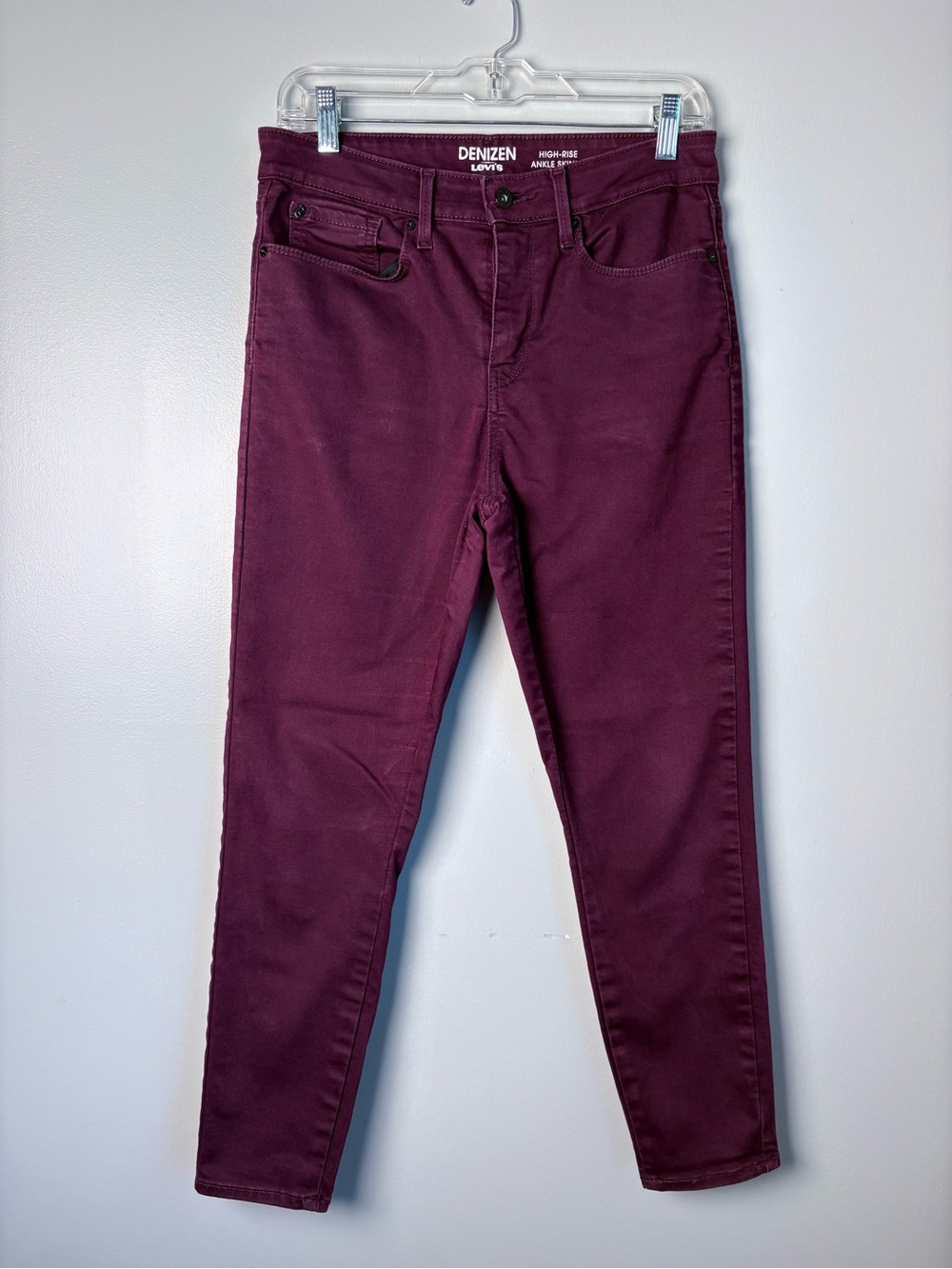 Denizen from Levi's High Rise Ankle Skinny Jeans Burgundy Wine Purple Sz 10 W30